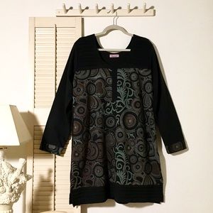 Boho Jersey Tunic, Artful Floral Print, Funky Cool